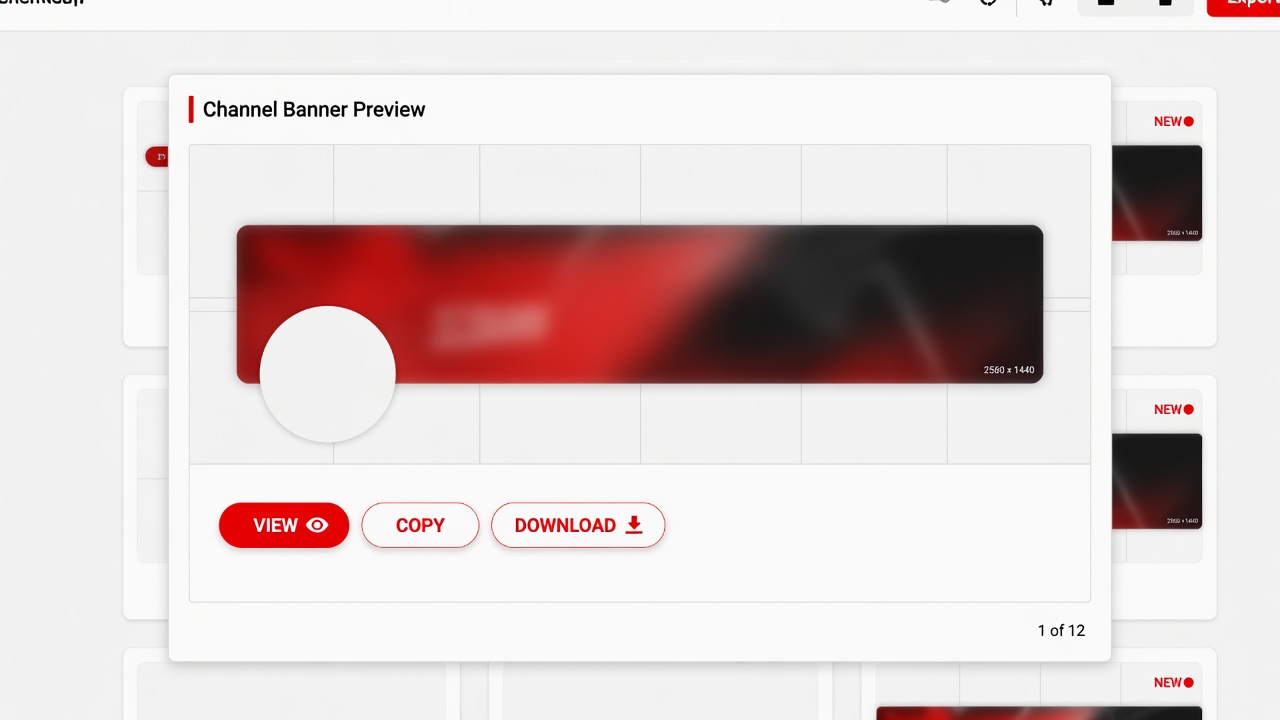 The same YouTube channel banner previewed at available display sizes